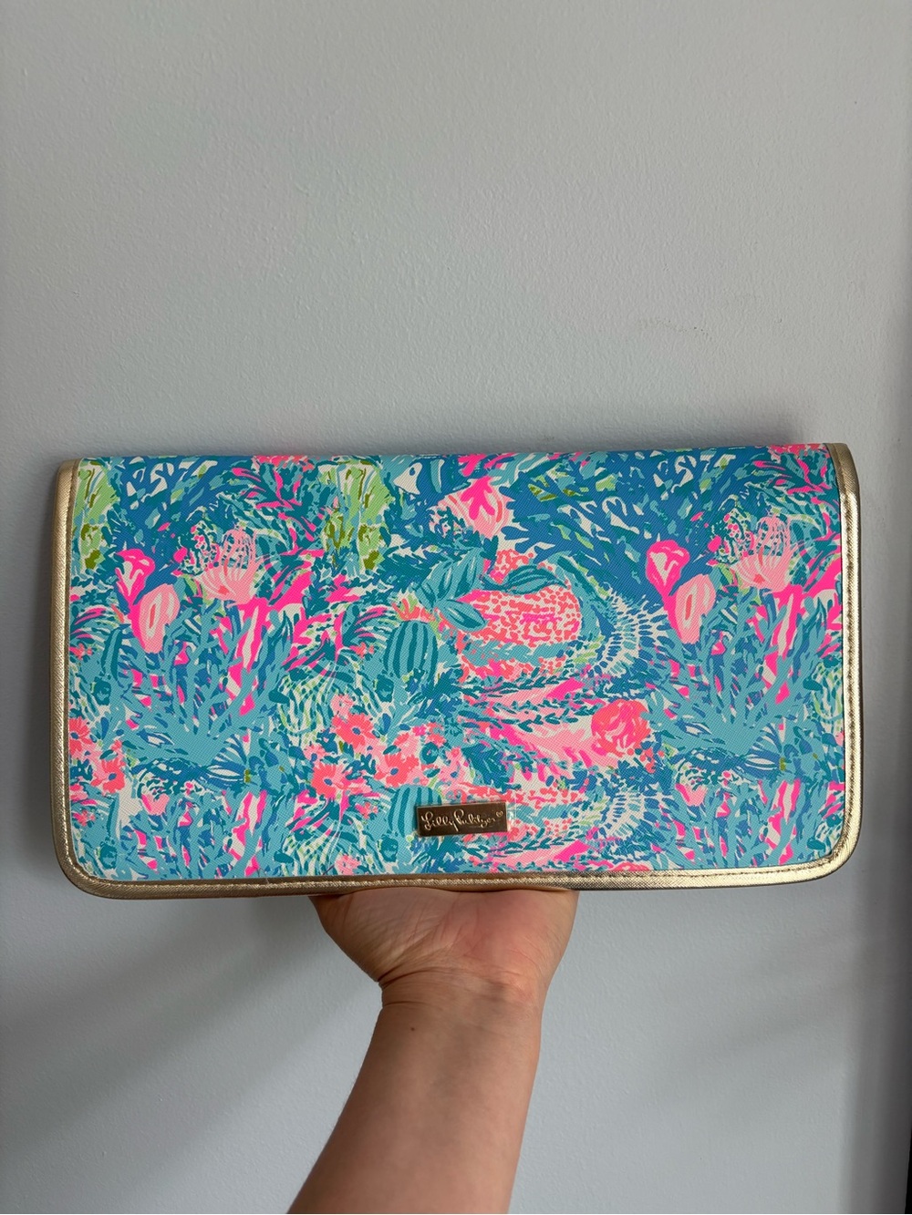 NEW Lilly Pulitzer Floral Clutch with Gold Trim